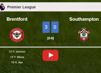 Brentford tops Southampton 3-0. HIGHLIGHTS