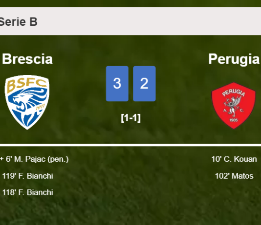 Brescia beats Perugia after recovering from a 1-2 deficit