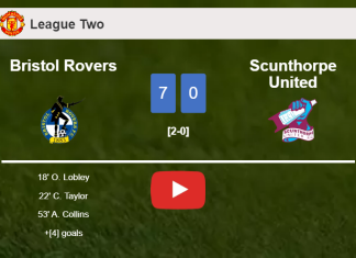Bristol Rovers obliterates Scunthorpe United 7-0 with a fantastic performance. HIGHLIGHTS
