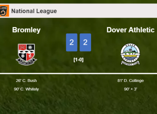Bromley and Dover Athletic draw 2-2 on Saturday