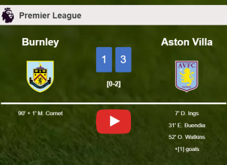 Aston Villa prevails over Burnley 3-1. HIGHLIGHTS