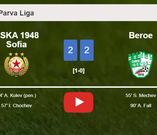CSKA 1948 Sofia and Beroe draw 2-2 on Saturday. HIGHLIGHTS