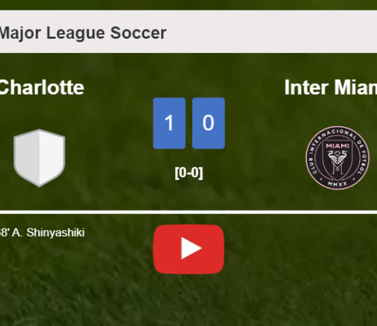 Charlotte overcomes Inter Miami 1-0 with a goal scored by A. Shinyashiki. HIGHLIGHTS