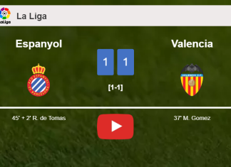 Espanyol and Valencia draw 1-1 on Saturday. HIGHLIGHTS