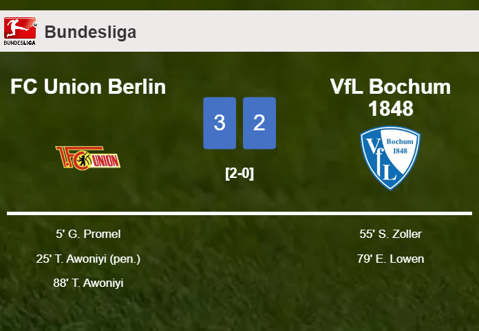 FC Union Berlin tops VfL Bochum 1848 3-2