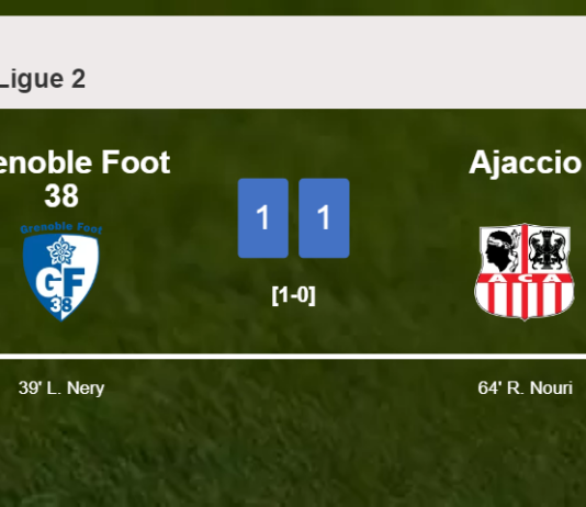 Grenoble Foot 38 and Ajaccio draw 1-1 on Saturday