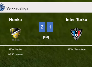 Honka recovers a 0-1 deficit to beat Inter Turku 2-1