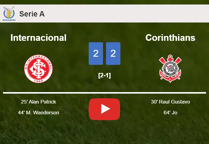 Internacional and Corinthians draw 2-2 on Saturday. HIGHLIGHTS