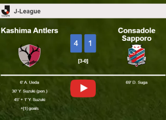 Kashima Antlers wipes out Consadole Sapporo 4-1 with a fantastic performance. HIGHLIGHTS