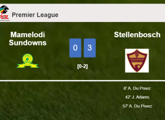 Stellenbosch wipes out Mamelodi Sundowns with 2 goals from A. Du