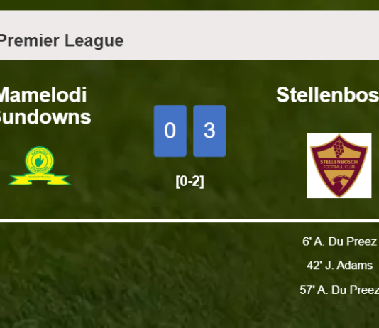 Stellenbosch wipes out Mamelodi Sundowns with 2 goals from A. Du