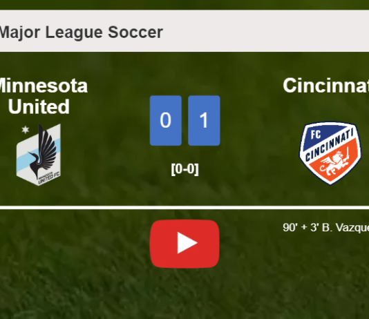 Cincinnati beats Minnesota United 1-0 with a late goal scored by B. Vazquez. HIGHLIGHTS