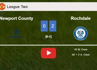 Rochdale defeats Newport County 2-0 on Saturday. HIGHLIGHTS