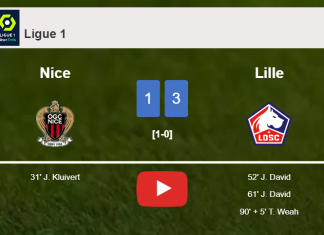 Lille defeats Nice 3-1 after recovering from a 0-1 deficit. HIGHLIGHTS