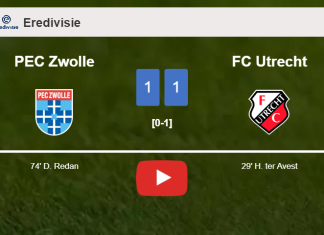 PEC Zwolle and FC Utrecht draw 1-1 on Saturday. HIGHLIGHTS