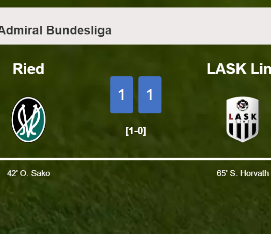 LASK Linz and Ried draw 1-1 on Saturday