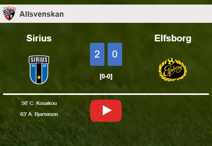 Sirius overcomes Elfsborg 2-0 on Saturday. HIGHLIGHTS