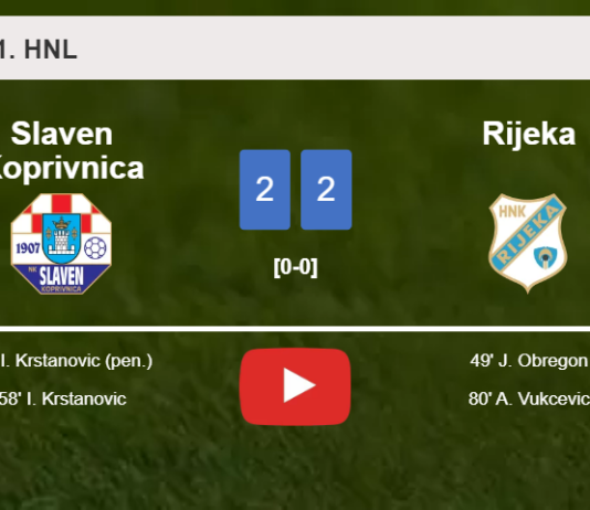 Slaven Koprivnica and Rijeka draw 2-2 on Saturday. HIGHLIGHTS
