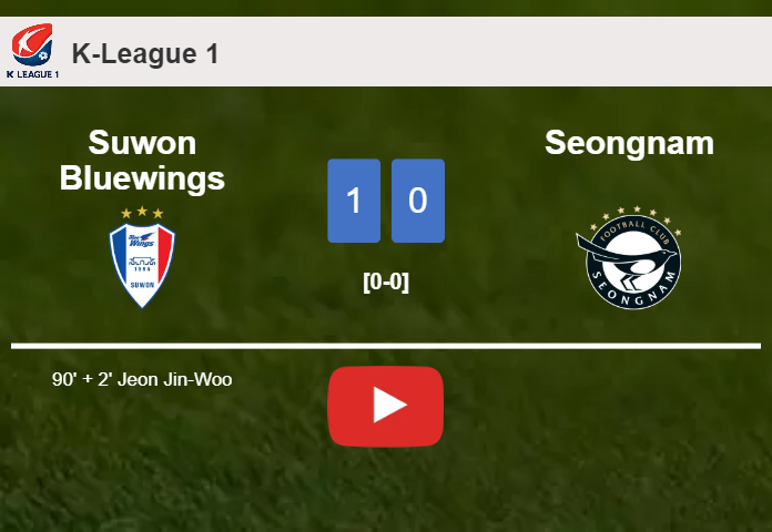 Suwon Bluewings prevails over Seongnam 1-0 with a late goal scored by J. Jin-Woo. HIGHLIGHTS
