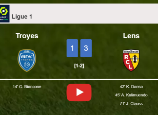 Lens prevails over Troyes 3-1. HIGHLIGHTS