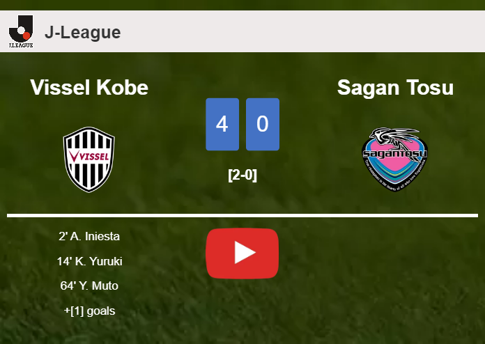 Vissel Kobe wipes out Sagan Tosu 4-0 after playing a fantastic match. HIGHLIGHTS