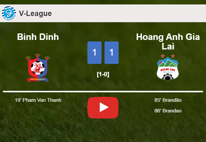Hoang Anh Gia Lai steals a draw against Binh Dinh. HIGHLIGHTS