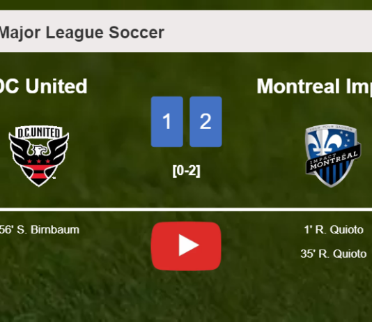 Montreal Impact defeats DC United 2-1 with R. Quioto scoring a double. HIGHLIGHTS