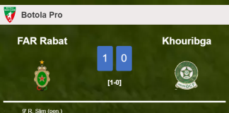 FAR Rabat beats Khouribga 1-0 with a goal scored by R. Slim