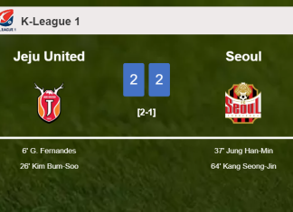 Seoul manages to draw 2-2 with Jeju United after recovering a 0-2 deficit