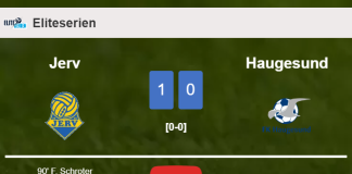 Jerv conquers Haugesund 1-0 with a late goal scored by F. Schroter. HIGHLIGHTS