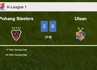 K. Seung-Dae scores a double to give a 2-0 win to Pohang Steelers over Ulsan