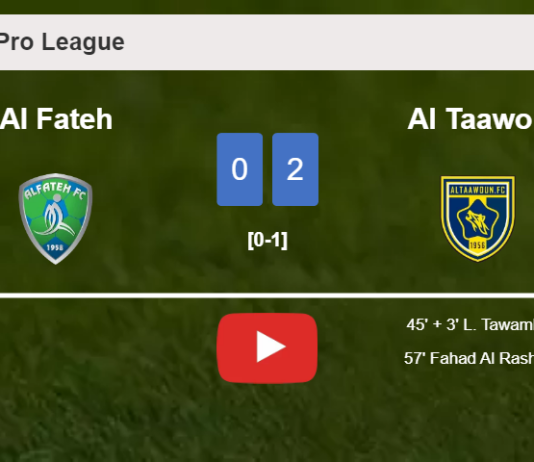 Al Taawon tops Al Fateh 2-0 on Saturday. HIGHLIGHTS