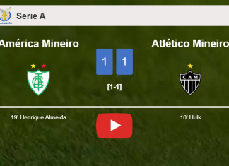 América Mineiro and Atlético Mineiro draw 1-1 after Henrique Almeida squandered a penalty. HIGHLIGHTS