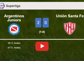 G. Avalos scores 2 goals to give a 2-0 win to Argentinos Juniors over Unión Santa Fe. HIGHLIGHTS
