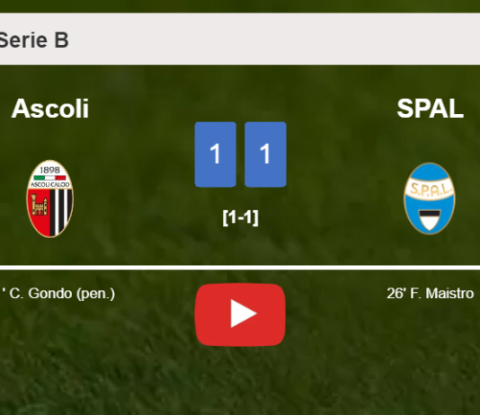 Ascoli and SPAL draw 1-1 on Saturday. HIGHLIGHTS