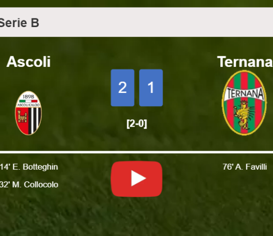 Ascoli prevails over Ternana 2-1. HIGHLIGHTS
