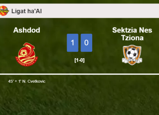 Ashdod tops Sektzia Nes Tziona 1-0 with a goal scored by N. Cvetkovic