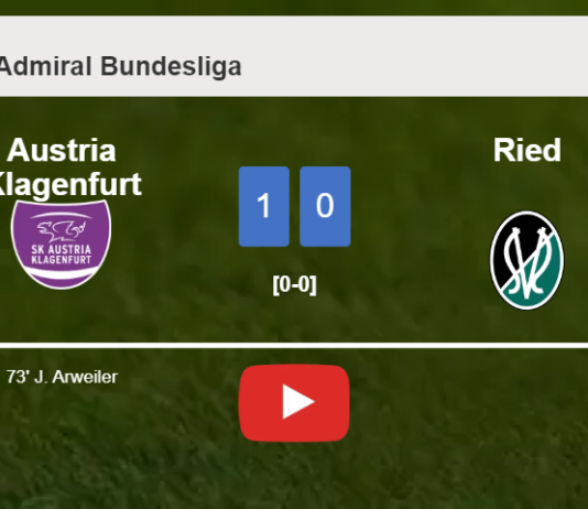 Austria Klagenfurt tops Ried 1-0 with a goal scored by J. Arweiler. HIGHLIGHTS