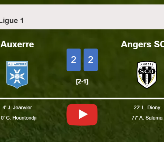 Angers SCO manages to draw 2-2 with Auxerre after recovering a 0-2 deficit. HIGHLIGHTS