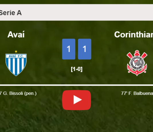 Avaí and Corinthians draw 1-1 on Saturday. HIGHLIGHTS
