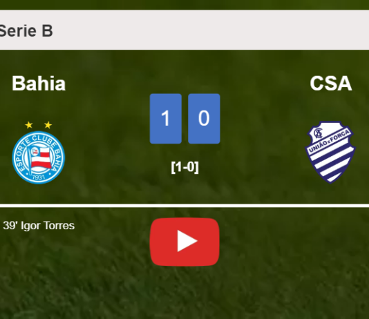 Bahia conquers CSA 1-0 with a goal scored by I. Torres. HIGHLIGHTS