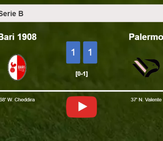 Bari 1908 and Palermo draw 1-1 on Friday. HIGHLIGHTS