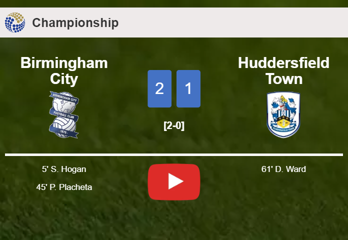 Birmingham City defeats Huddersfield Town 2-1. HIGHLIGHTS