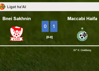 Maccabi Haifa tops Bnei Sakhnin 1-0 with a goal scored by S. Goldberg