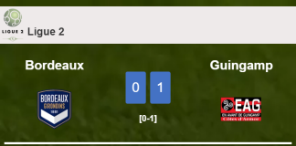 Guingamp defeats Bordeaux 1-0 with a goal scored by J. Livolant