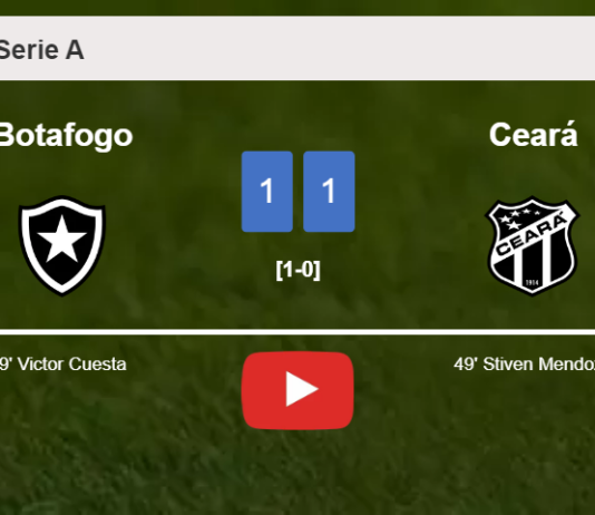 Botafogo and Ceará draw 1-1 on Saturday. HIGHLIGHTS