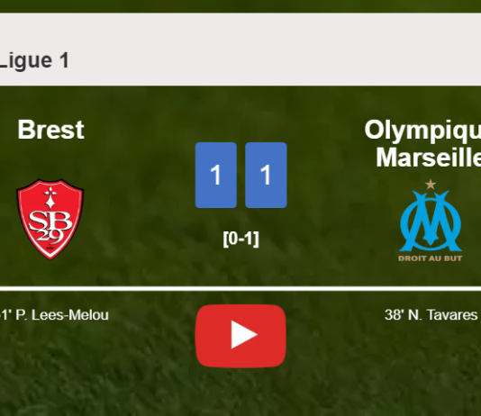 Brest and Olympique Marseille draw 1-1 on Sunday. HIGHLIGHTS