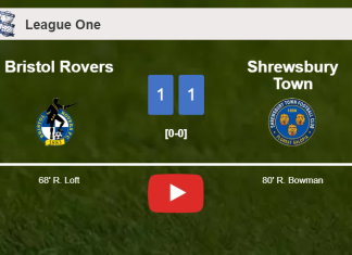 Bristol Rovers and Shrewsbury Town draw 1-1 on Saturday. HIGHLIGHTS