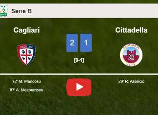 Cagliari recovers a 0-1 deficit to beat Cittadella 2-1. HIGHLIGHTS