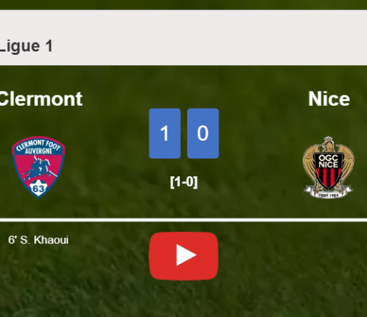 Clermont prevails over Nice 1-0 with a goal scored by S. Khaoui. HIGHLIGHTS